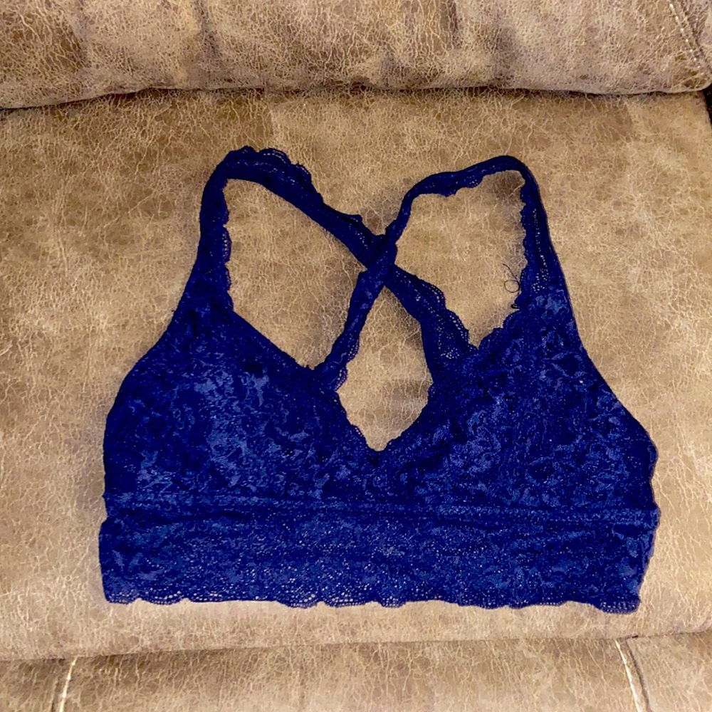 Blue bralette cross cross back